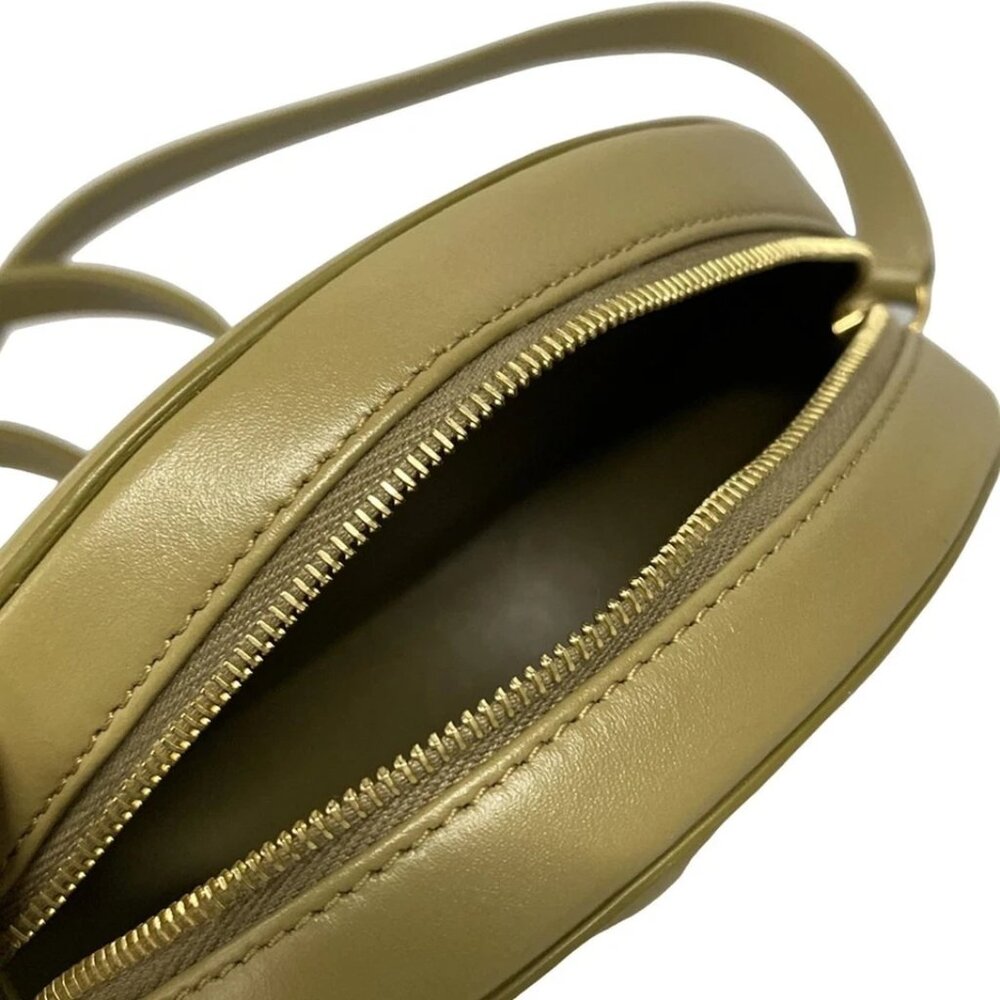 CELINE Crossbody Oval Purse Cuir Triomphe Khaki Smooth Calfskin 914-070125 - Picture 13 of 14